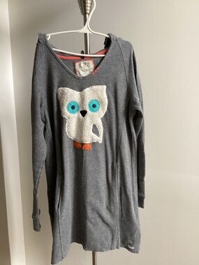 Hooded owl appliqué waffle nightshirt